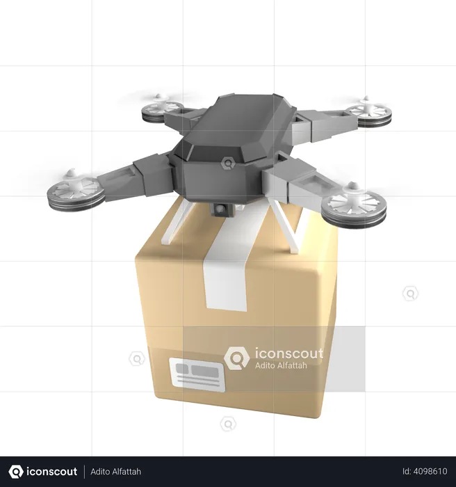 Entrega de paquetes con drones  3D Illustration