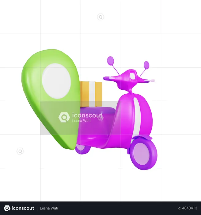 Entrega de scooter  3D Icon