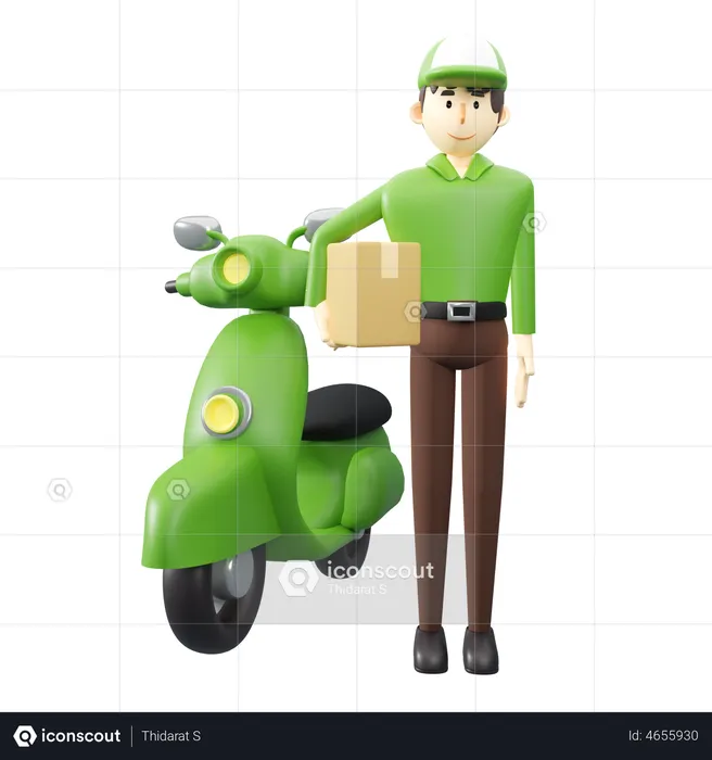 Entrega en scooter  3D Illustration