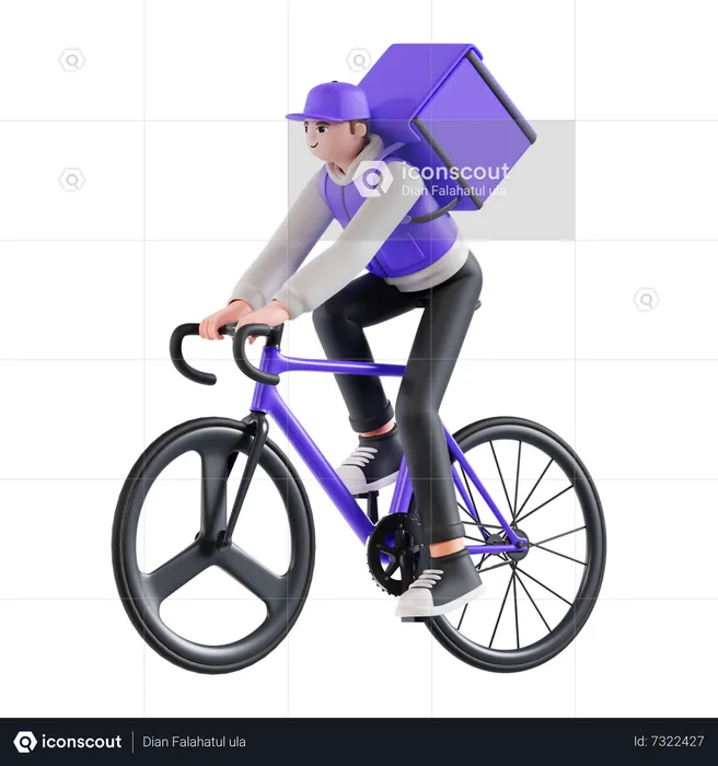 Entregador andando de bicicleta  3D Illustration