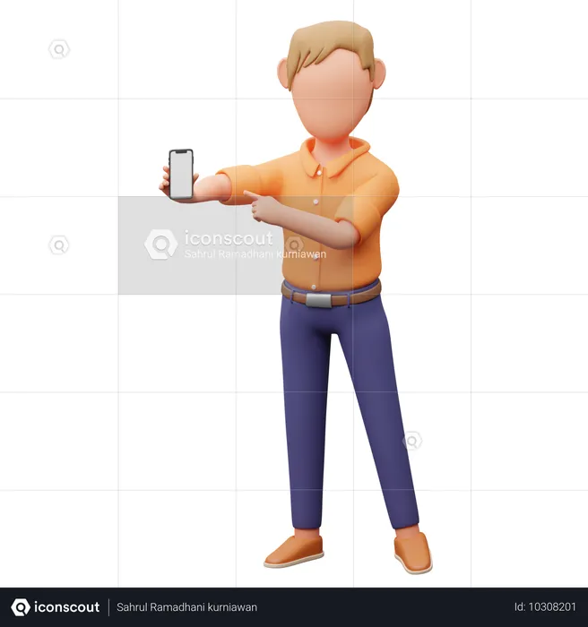 Entrepreneur montrant un écran mobile  3D Illustration