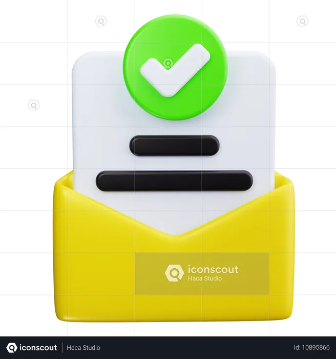 Envelope com cheque  3D Icon