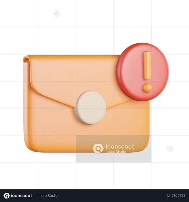 Envelope Exclamation Sign Alert  3D Icon