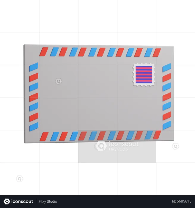 Envelope listrado com carimbo  3D Icon