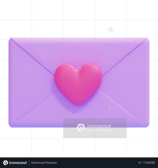 Envelope With A Heart  3D Icon