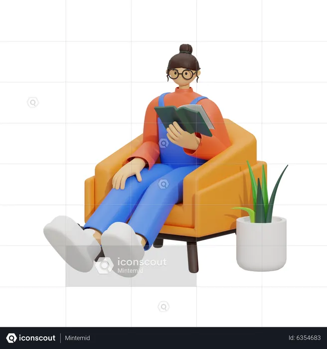 Environnement de lecture confortable  3D Illustration