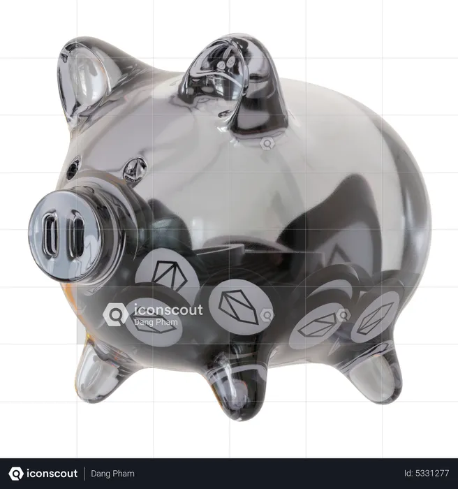 EOS (EOS) Clear Glass Piggy Bank  3D Icon