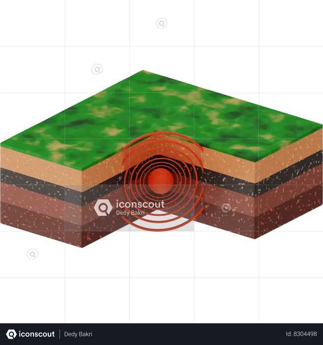 Epicenter in Earth's Crust  3D Icon