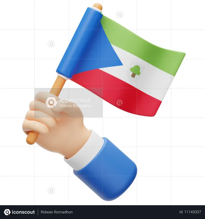 Equatorial guinea flag in hand Flag 3D Icon