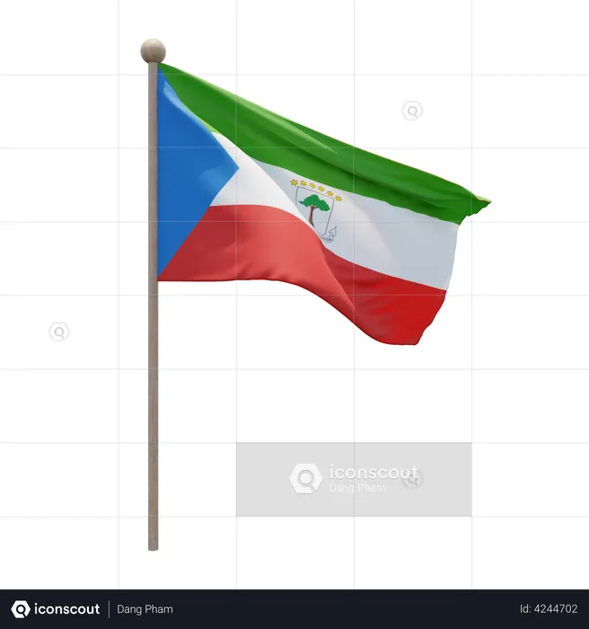 Equatorial Guinea Flagpole Flag 3D Illustration