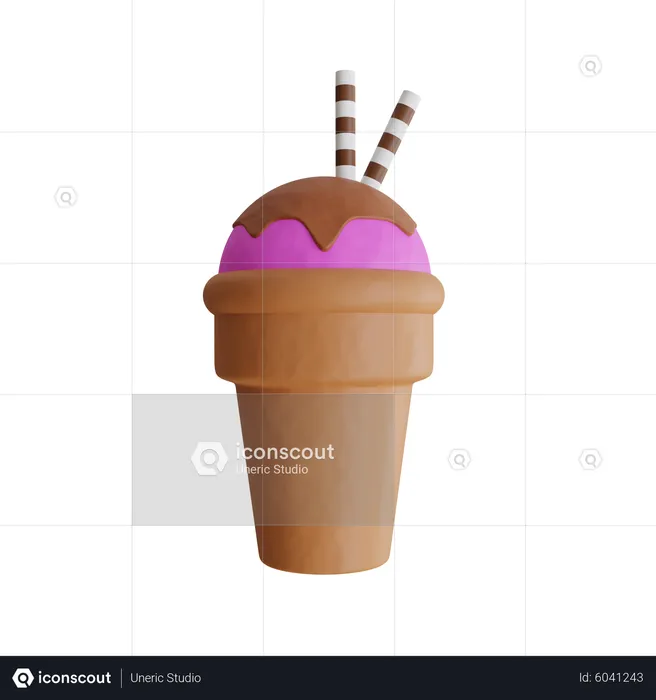 Erdbeer-Gelato  3D Icon