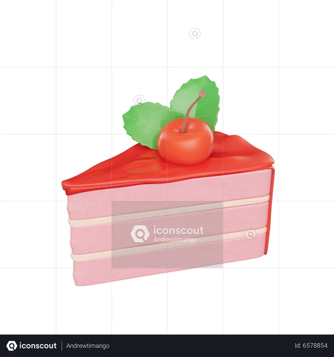 Stück Erdbeerkuchen  3D Icon