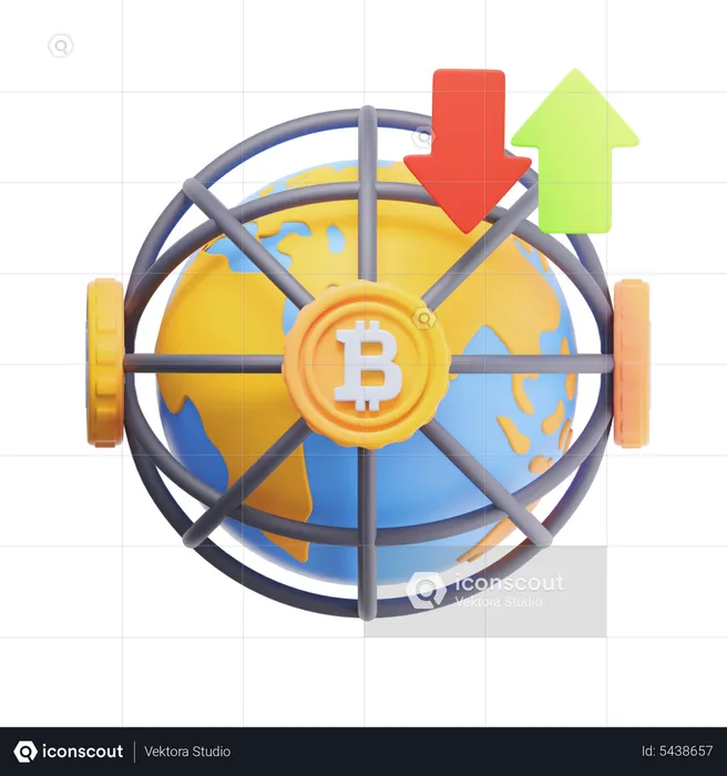 Earth bitcoin  3D Icon