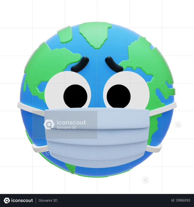 Erde medizinische Maske Emoji 3D Icon