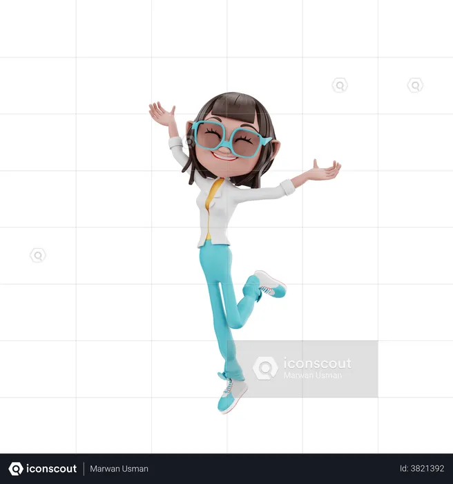 Erfolgreiche Frau beim Tanzen  3D Illustration