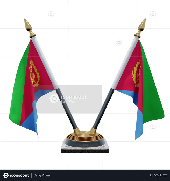 Eritrea Double (V) Desk Flag Stand Flag 3D Icon