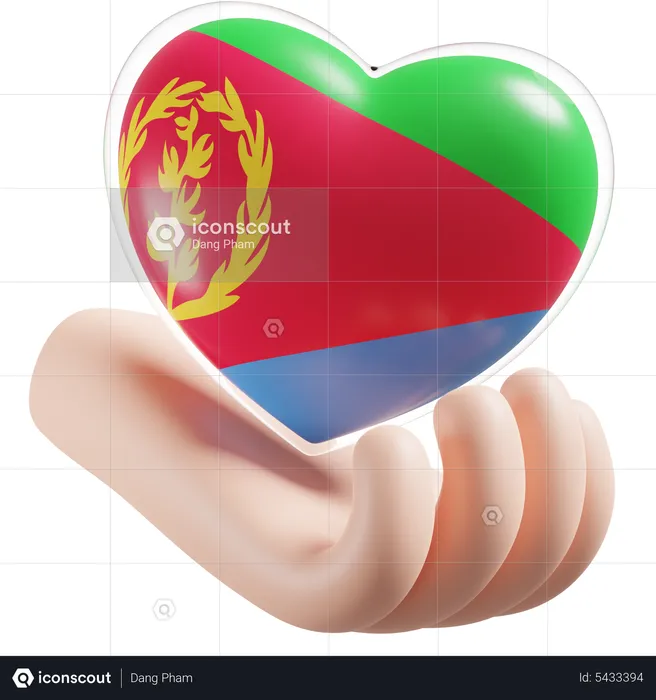 Eritrea Flag Heart Hand Care Flag 3D Icon
