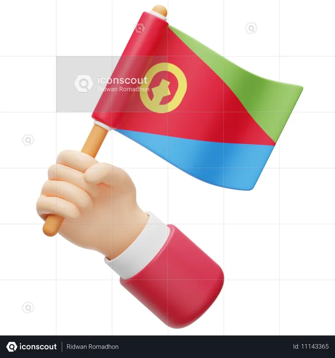 エリトリアの国旗を手に Flag 3D Icon