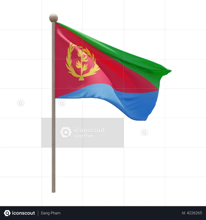 Eritrea Flag Pole  3D Illustration