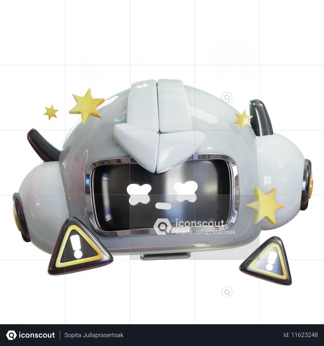 Erreur du robot IA gris  3D Icon