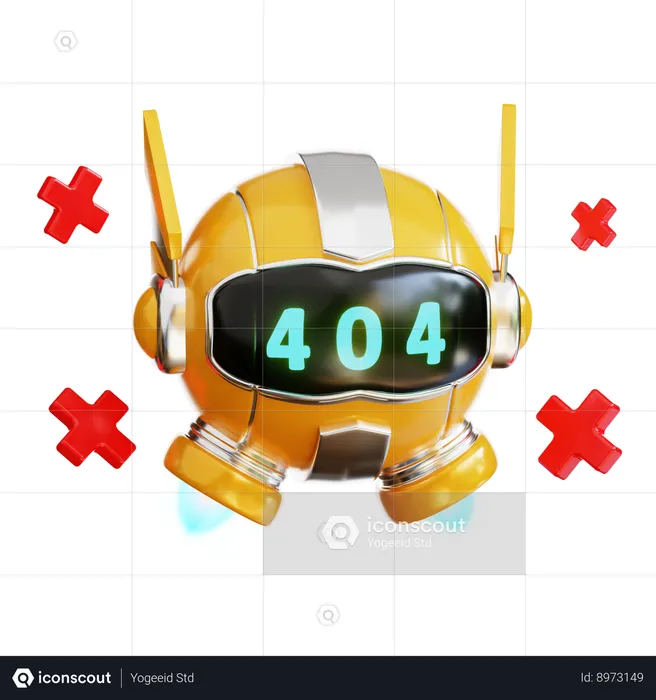 Error 404 del robot  3D Illustration