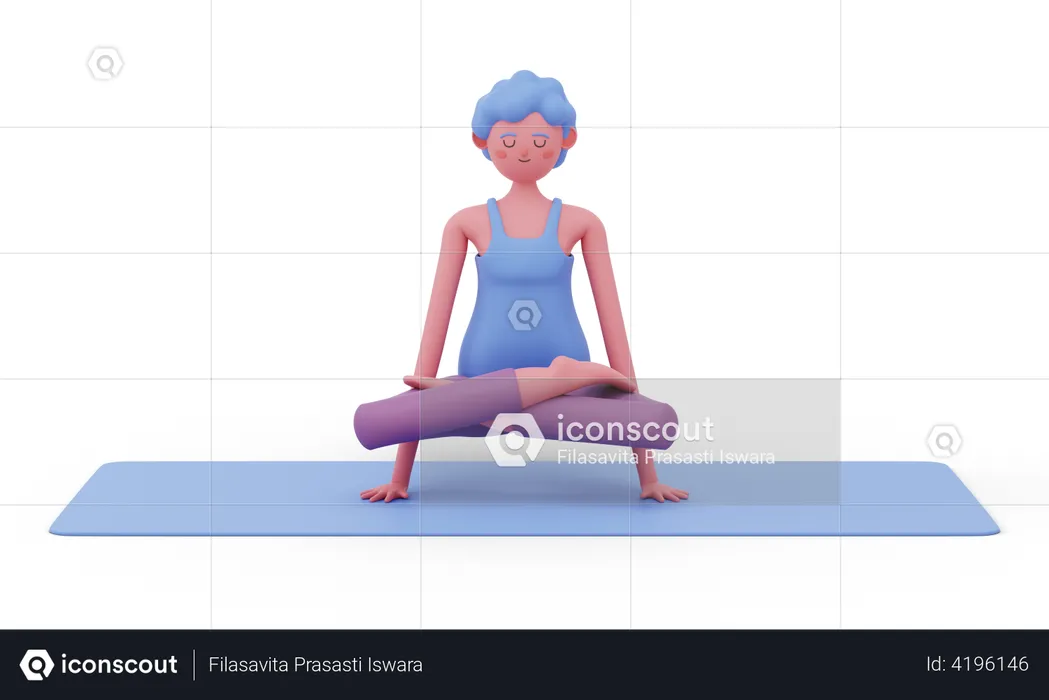 Pose de ioga em escala  3D Illustration