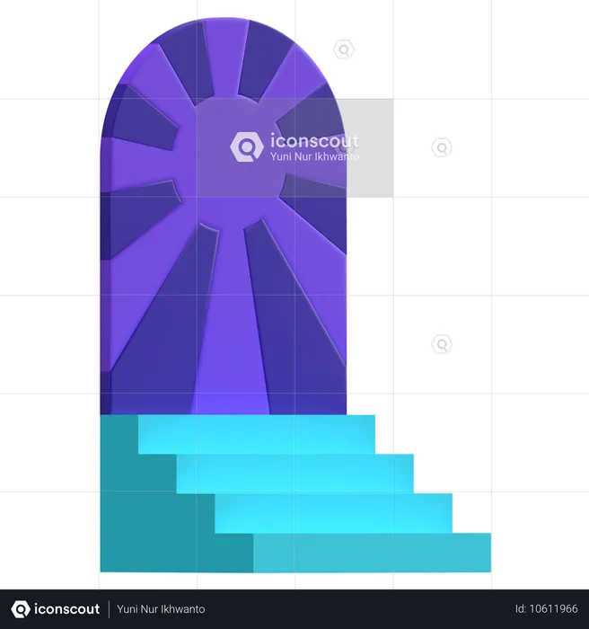 Escalier avec porte  3D Icon