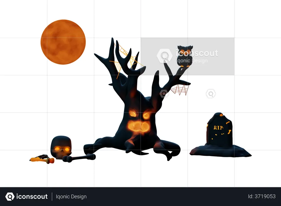 Escena de halloween  3D Illustration