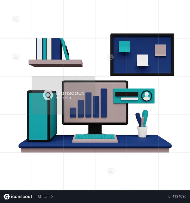 Escritorio de oficina  3D Illustration