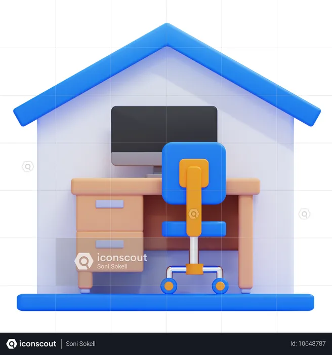 Escritório em casa  3D Icon