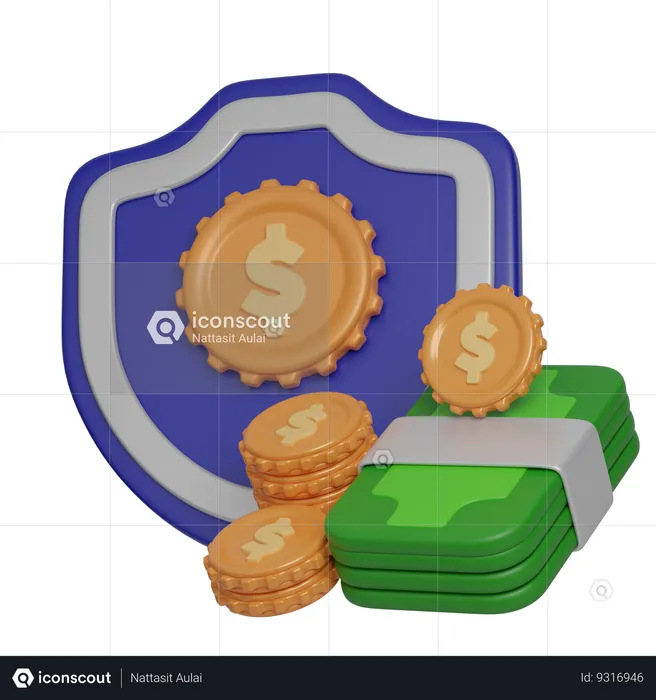 Escudo de segurança financeira  3D Icon