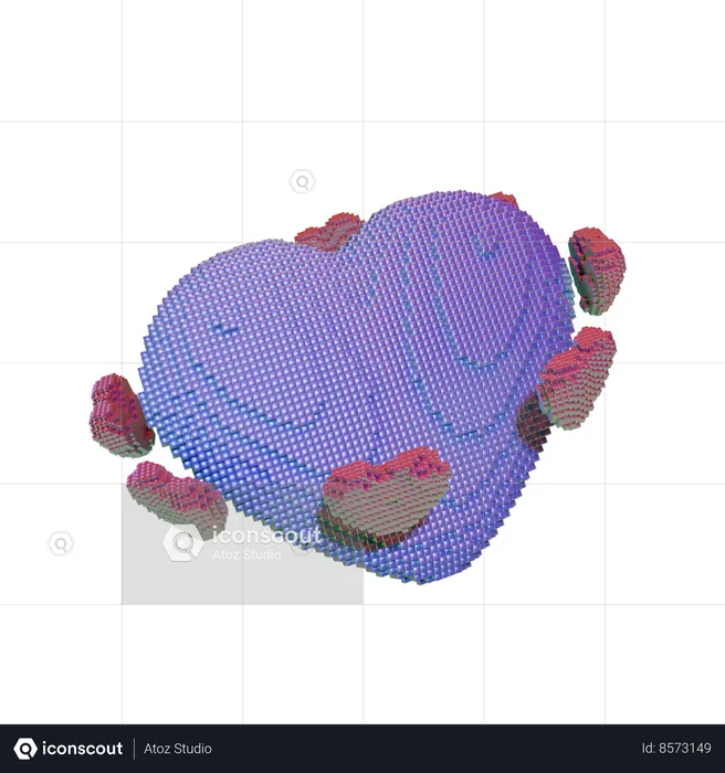 Esfera del corazón alrededor del gran corazón  3D Icon