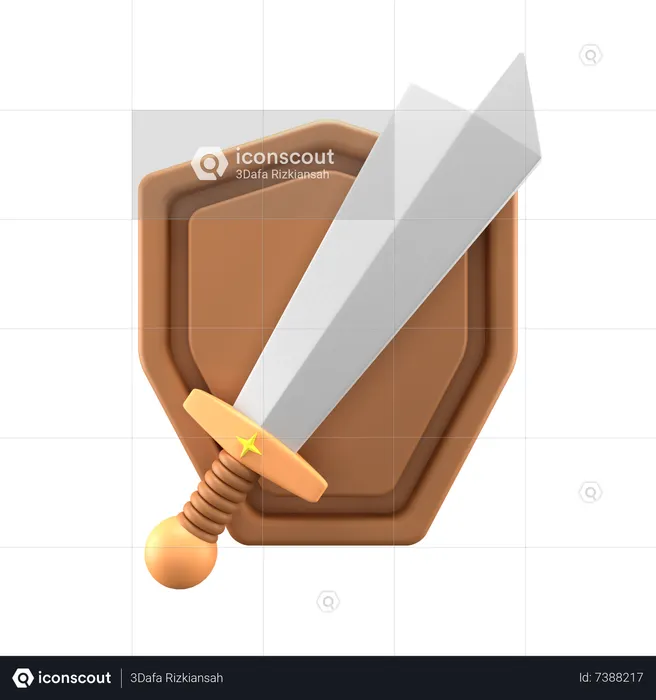 Espada e escudo  3D Icon