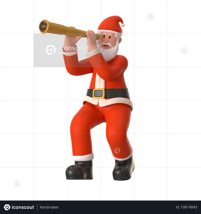 Espiões do papai noel usando um telescópio  3D Illustration