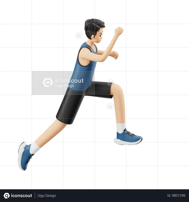 Esportista se preparando para pular  3D Illustration