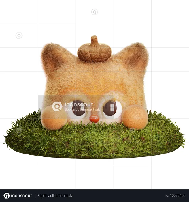 Esquilo espiando de buraco de grama Emoji 3D Icon
