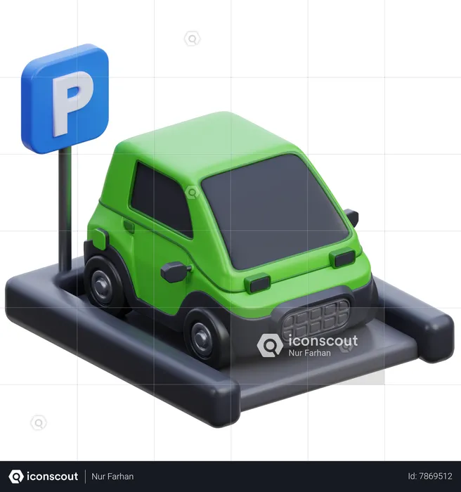 Estacionamento de carro elétrico  3D Icon