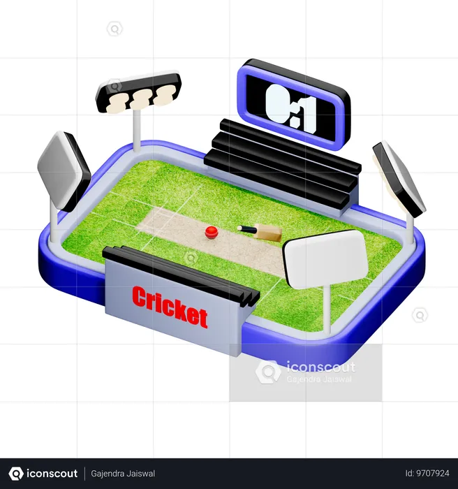 Estadio de cricket  3D Icon