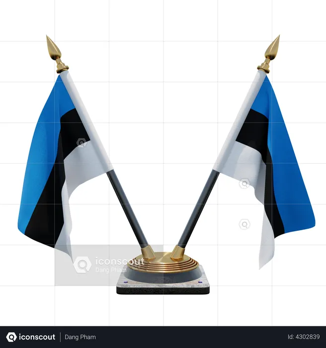 Estonia Double Desk Flag Stand Flag 3D Illustration