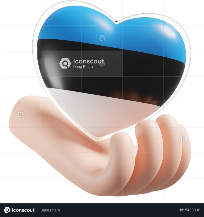 Estonia Flag Heart Hand Care Flag 3D Icon