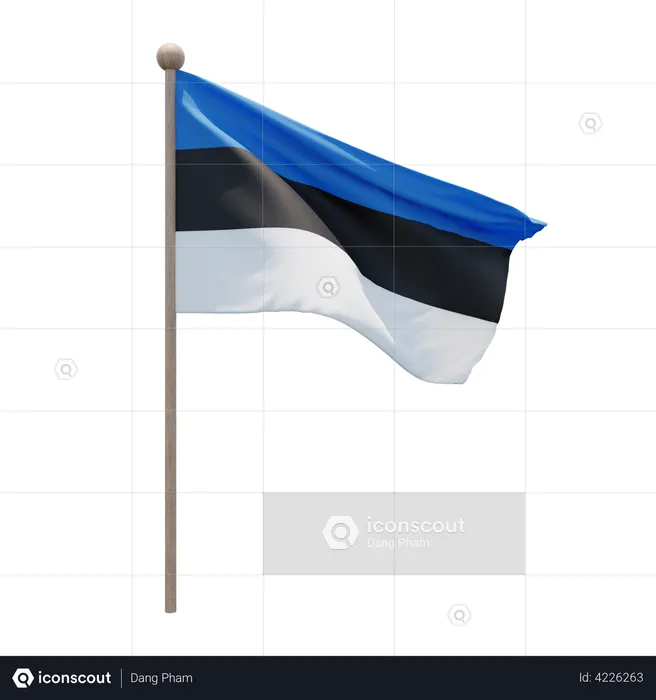 Estonia Flag Pole  3D Illustration