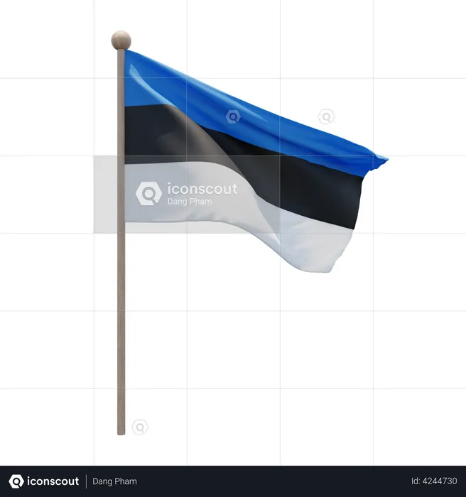 Estonia Flagpole Flag 3D Illustration