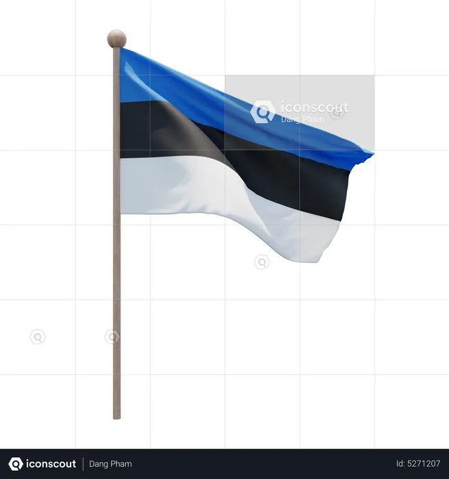 Estonia Flagpole Flag 3D Icon