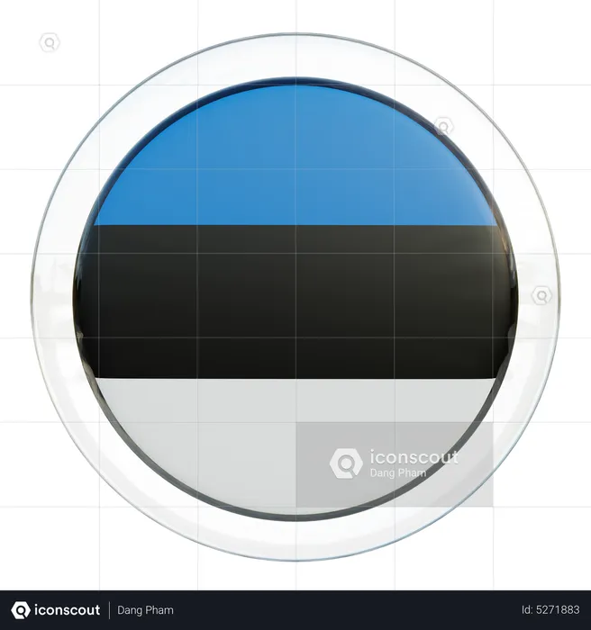 Estonia Round Flag Flag 3D Icon