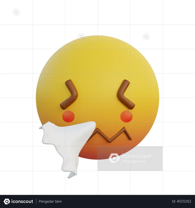 Estornudando cara con pañuelo Emoji 3D Emoji