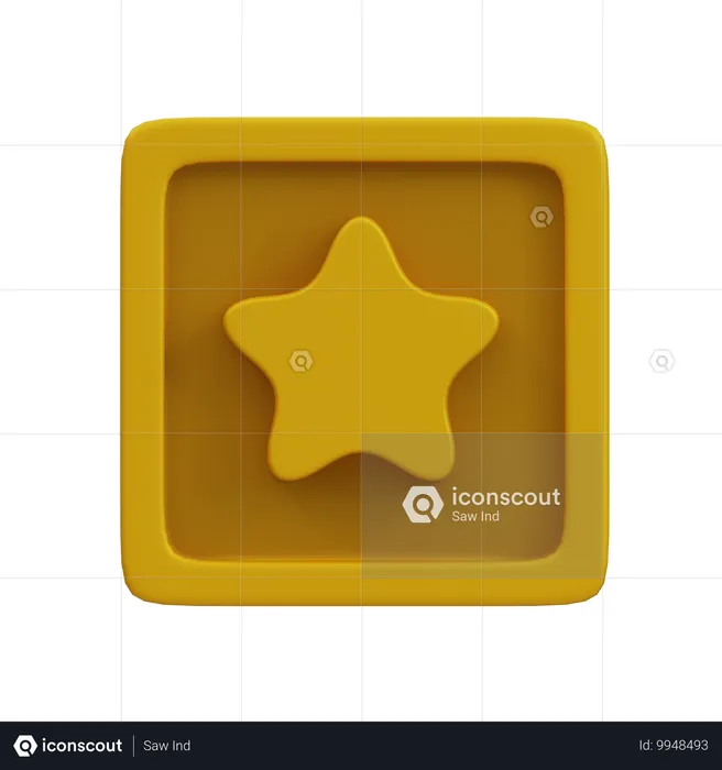 Estrela na borda quadrada Emoji 3D Icon