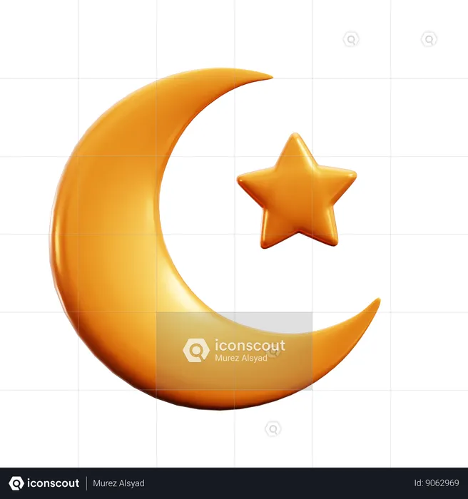 Estrella y luna  3D Icon