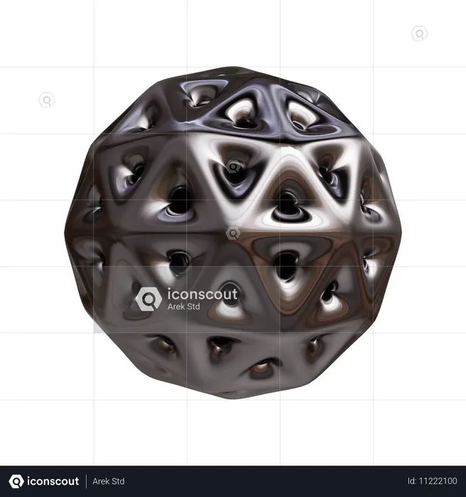 Estructura alámbrica de esfera ico de metal  3D Icon