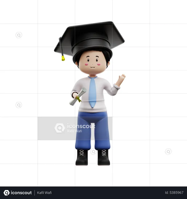 Estudante graduado com certificado  3D Illustration