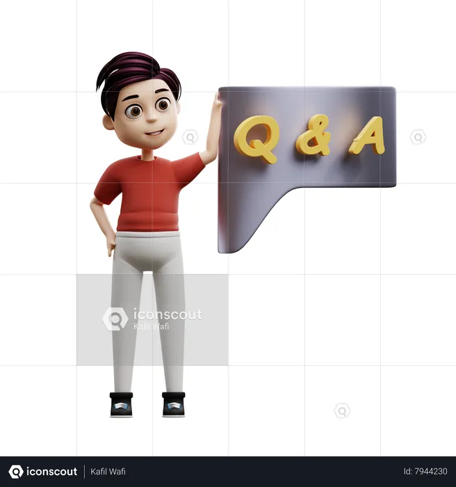 Pregunta y respuesta del chico estudiante  3D Illustration
